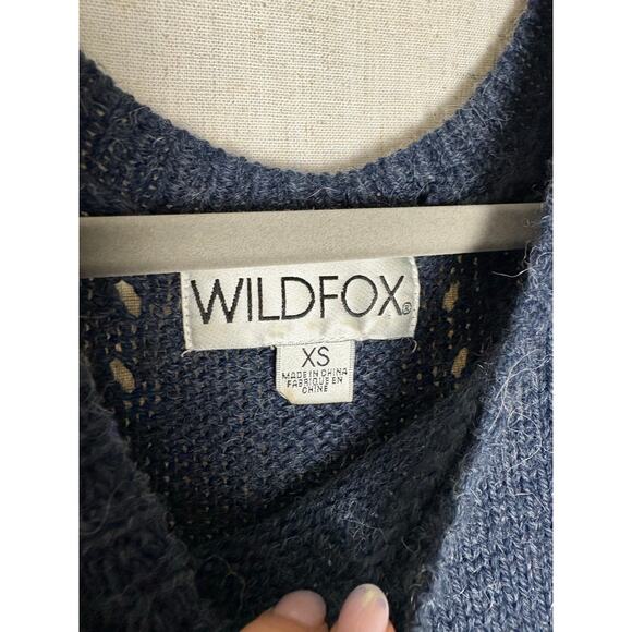 Wildfox Blue Crewneck Distressed Cutout Hem Sweatshirt Sz. XS - Picture 4 of 8